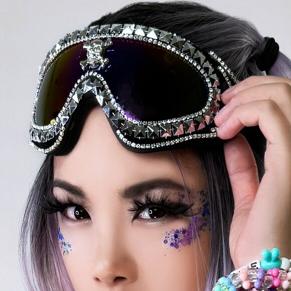 LASR | Other | Lasr Dune Diva Rhinestone Silver Rave Goggle | Poshmark